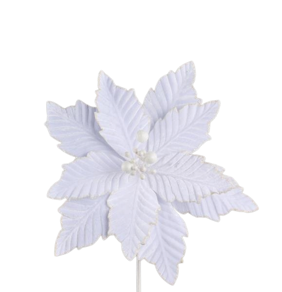 Flor de Pascua blanca - Flor de 30 cm - Tallo de 25 cm