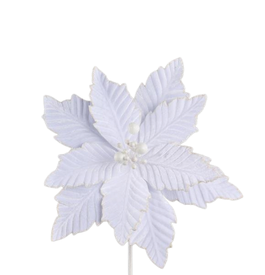 Poinsettia Pick - White - 12 inch Bloom - 10 Inch Stem - Tampa Home & Garden Store