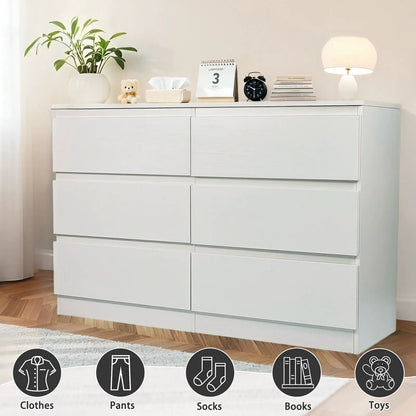 Six Drawer Dresser with Spacious Countertop