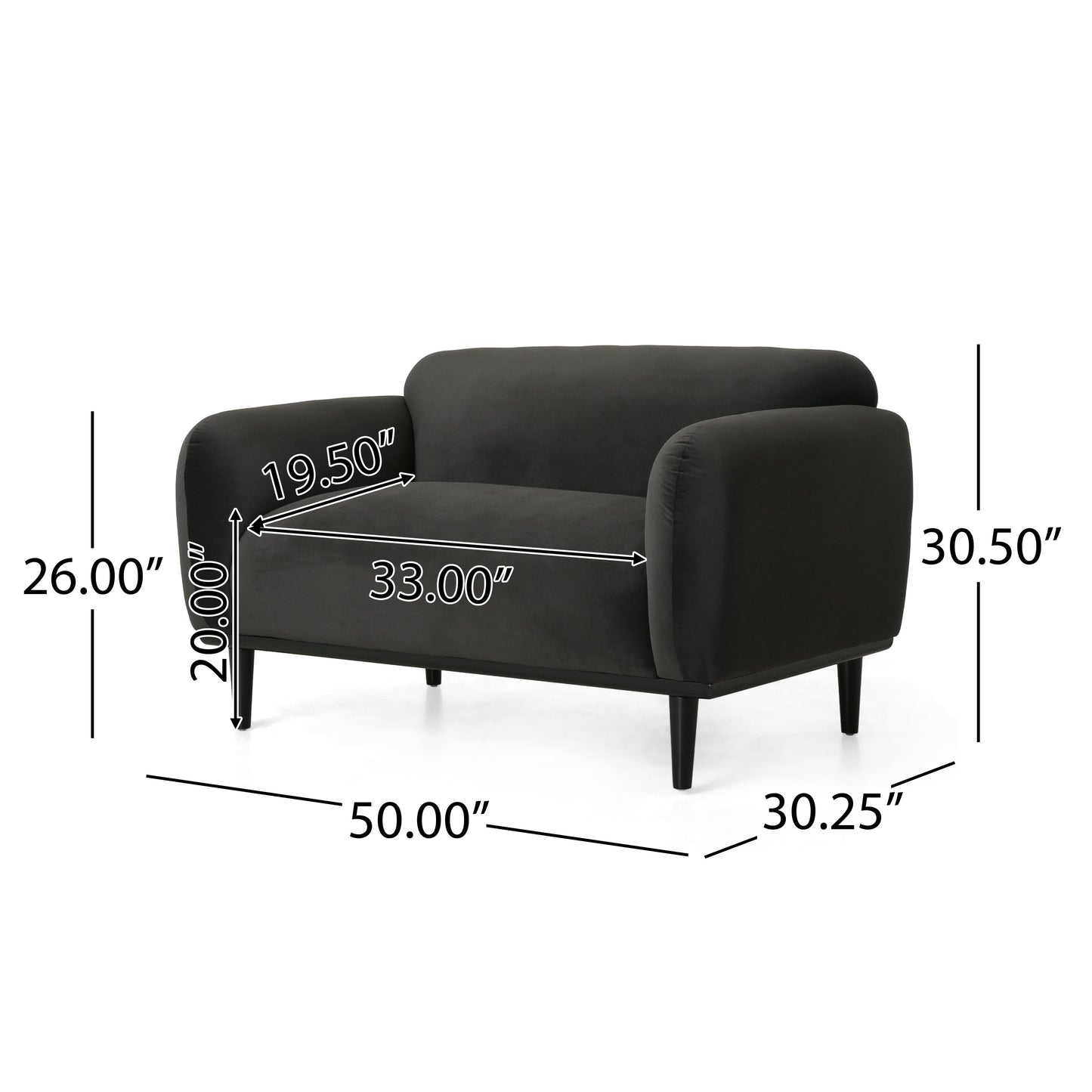Contemporary Dark Loveseat and Velvet Sofa