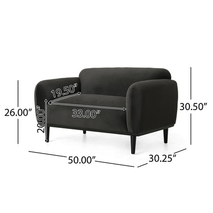 Contemporary Dark Loveseat and Velvet Sofa