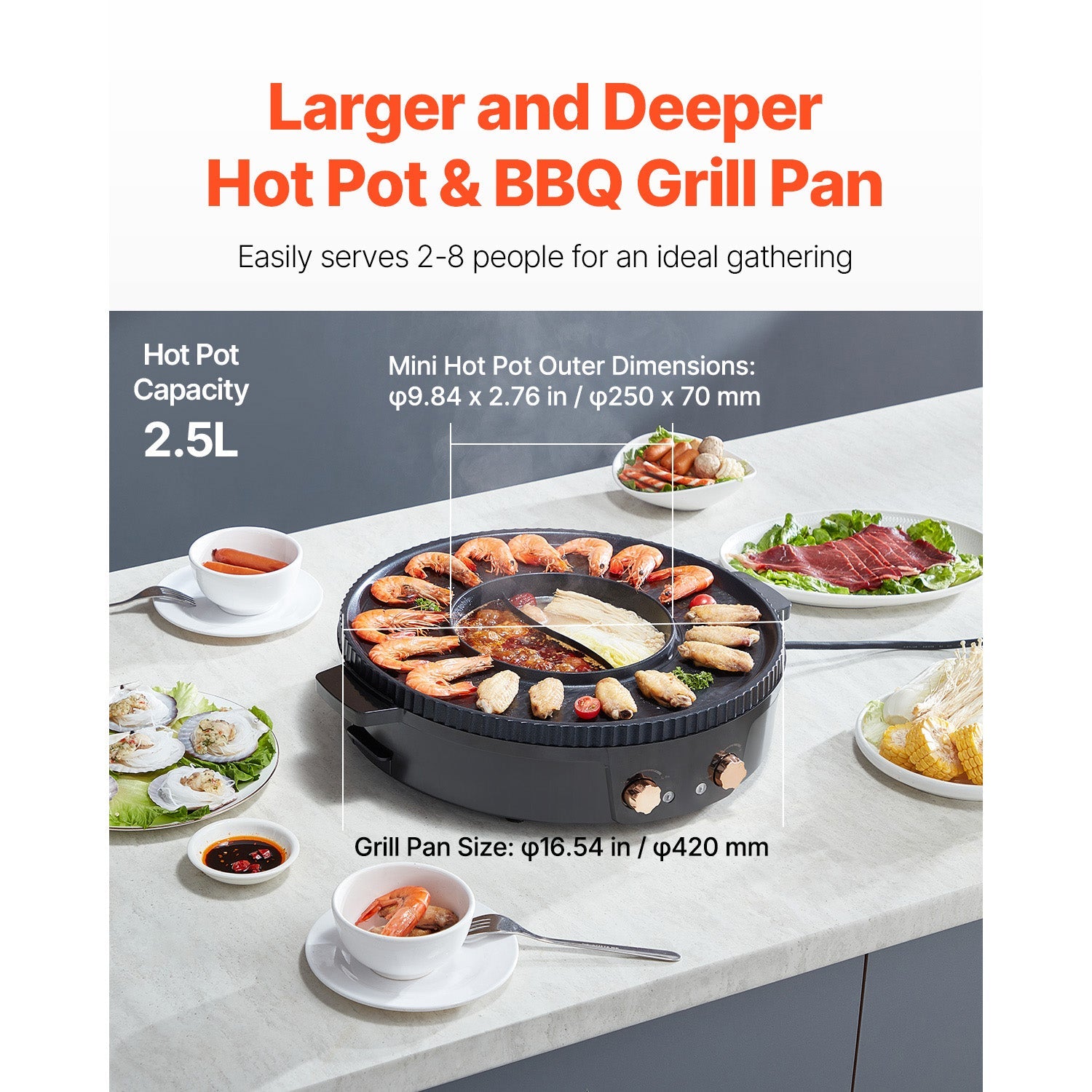 Hot Pot with Grill 1800W 2-in-1 electric smokeless grill for 2–8 people on Tampa Home & Garden Store