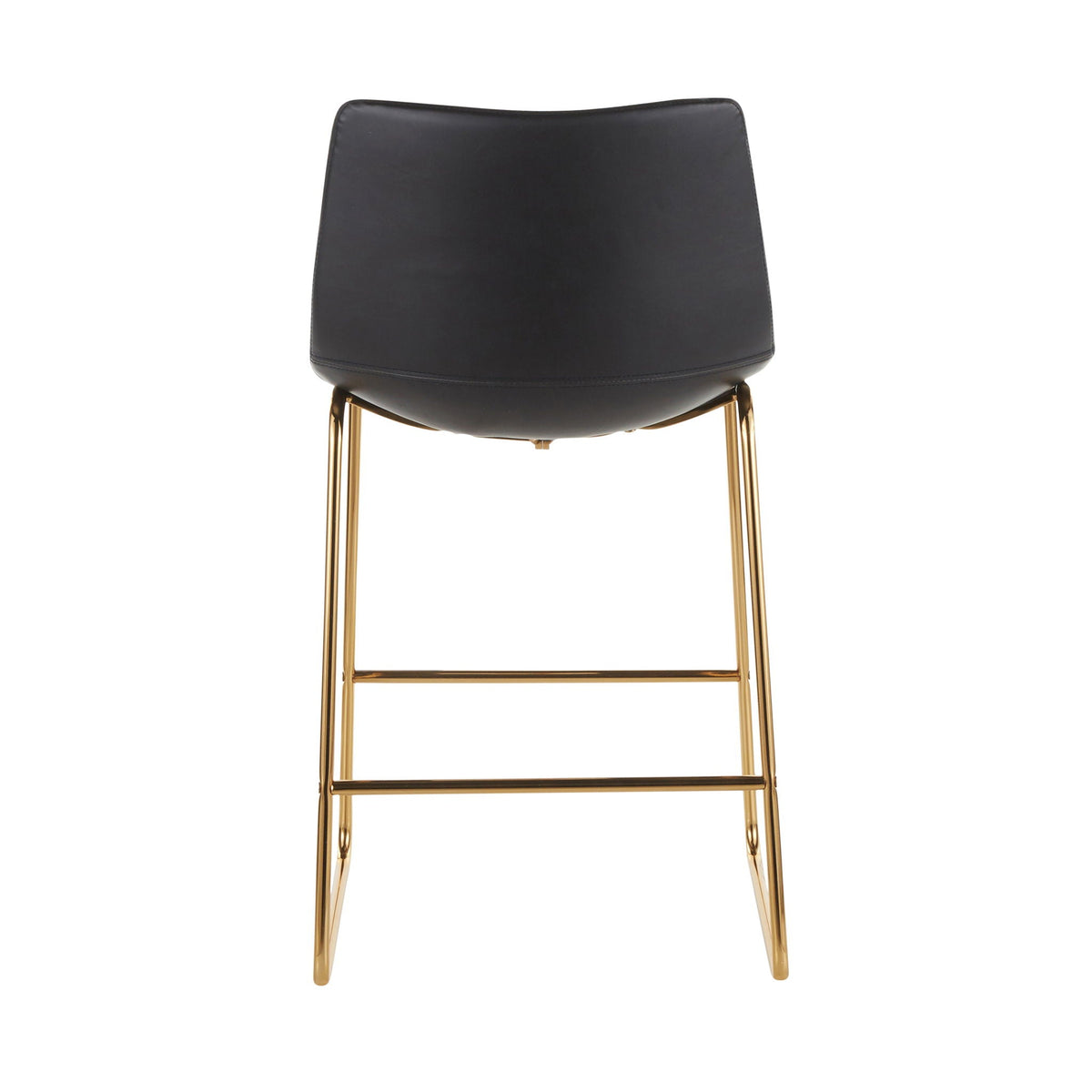 Duke Counter Stool set of 2, black leatherette seat, gold legs on Tampa Home & Garden Store