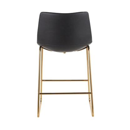 Duke Counter Stool set of 2, black leatherette seat, gold legs on Tampa Home & Garden Store