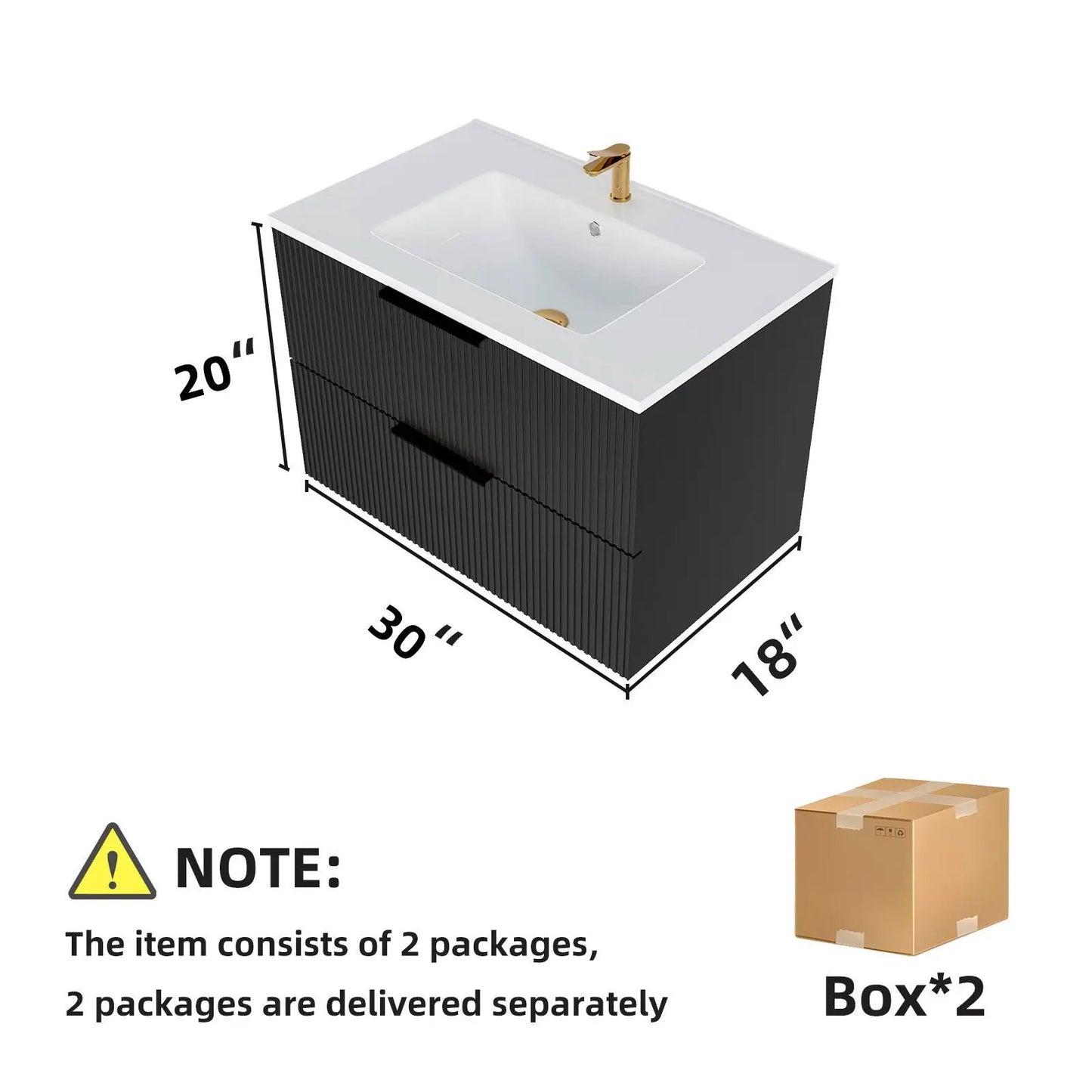 Floating Wall Mounted Vanity Sink and Drawers