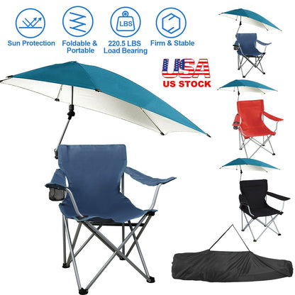 GemGear foldable beach chair with blue canopy and detachable umbrella arm, cup holder on Tampa Home & Garden Store