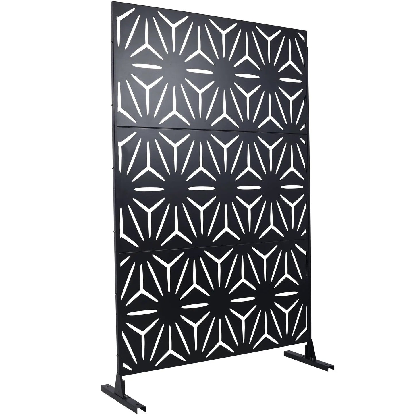 Outdoor & Indoor Metal Privacy Screen black panels with white geometric cutouts room divider Unique Piece Furniture on Tampa Home & Garden Store