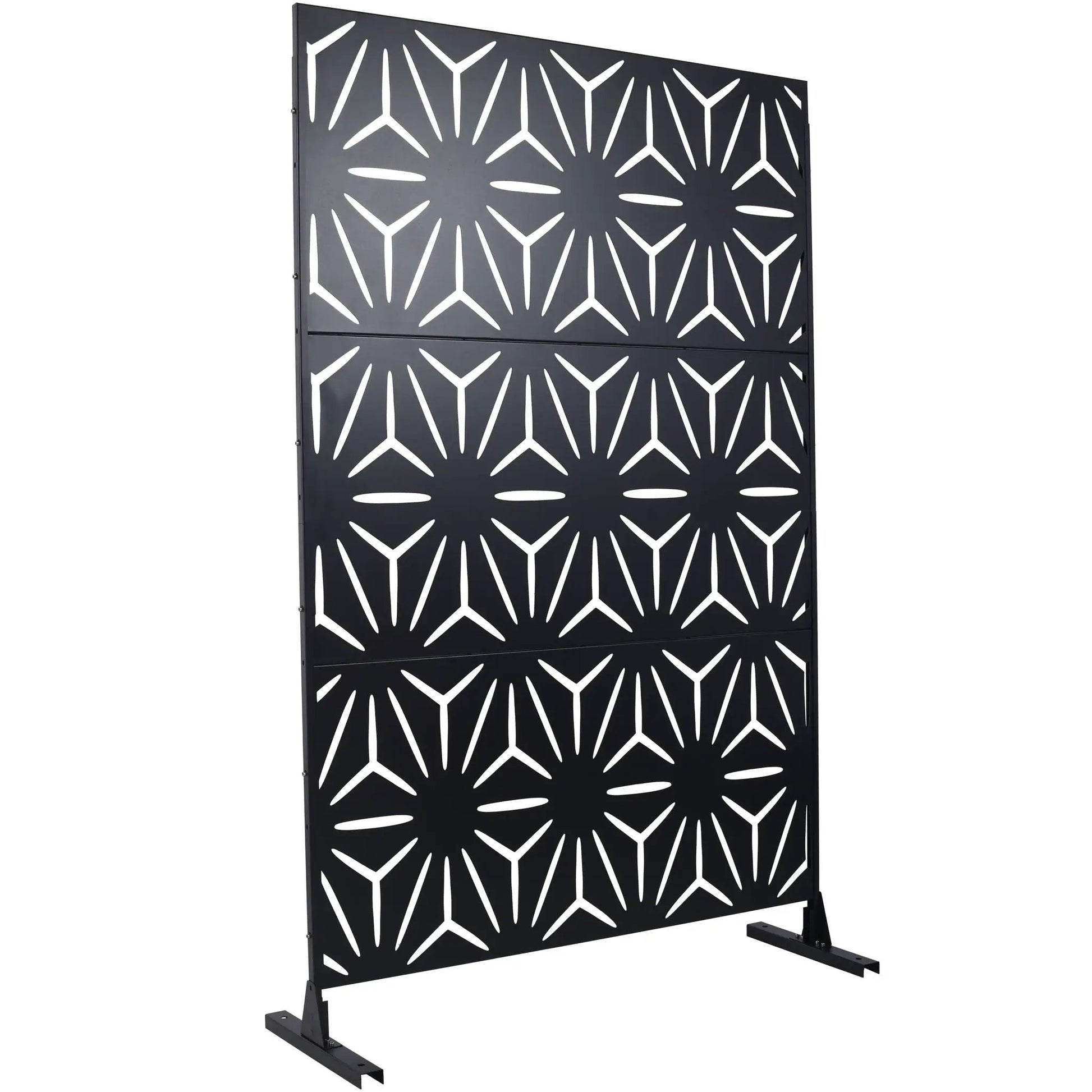 Outdoor & Indoor Metal Privacy Screen black panels with white geometric cutouts room divider Unique Piece Furniture on Tampa Home & Garden Store