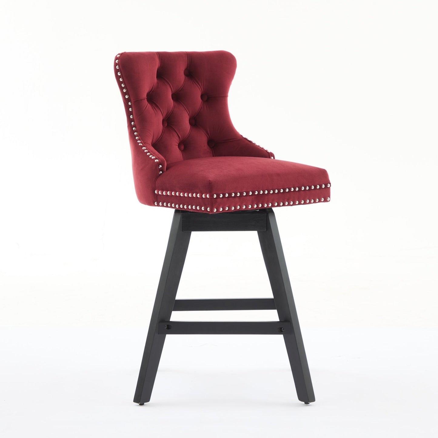Swivel velvet bar stool wine red with tufted back and nailhead trim HouseOfZazla on Tampa Home & Garden Store