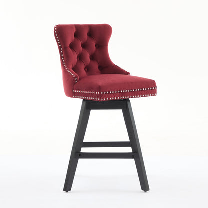 Swivel velvet bar stool wine red with tufted back and nailhead trim HouseOfZazla on Tampa Home & Garden Store