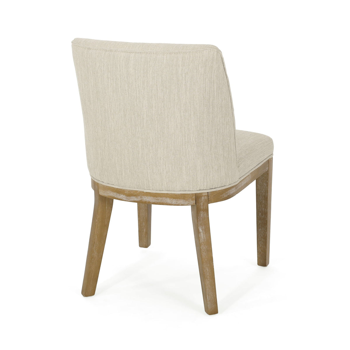 Modern dining chair set with beige fabric upholstery and wooden legs, set of 2 on Tampa Home & Garden Store