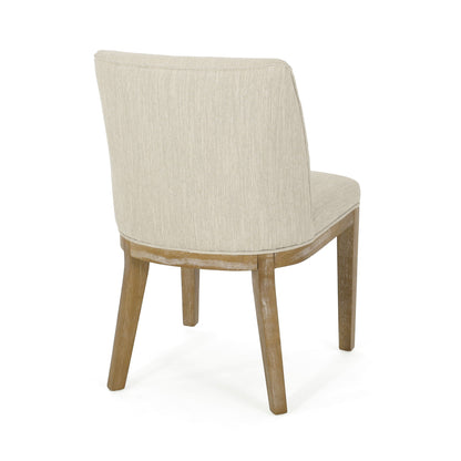 Modern dining chair set with beige fabric upholstery and wooden legs, set of 2 on Tampa Home & Garden Store