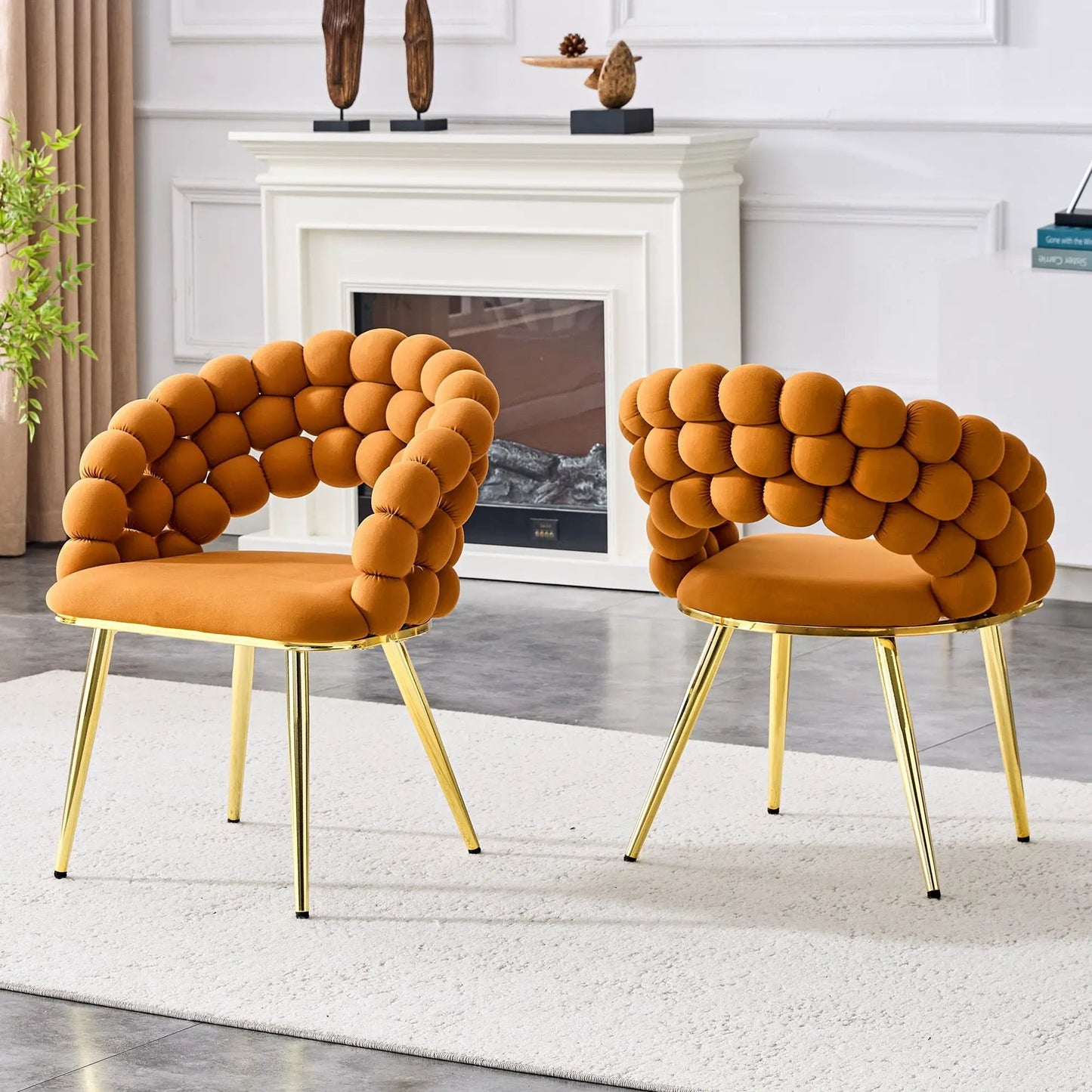 Puffy Bubble Ball Chain Dining Chairs Set of 2