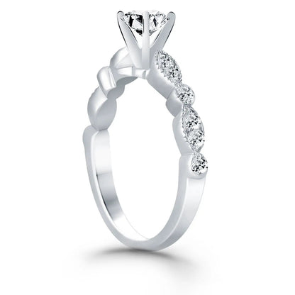 14k white gold engagement ring with a center diamond prong-set and pave shank by Bids.com on Tampa Home & Garden Store