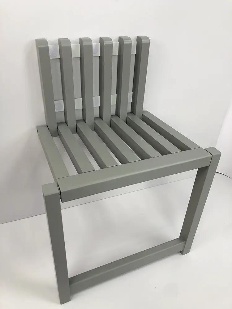 Wall-Mounted Folding Chair for Shoe Changing FLIPSTYLEZLLC gray solid wood space-saving chair on Tampa Home & Garden Store