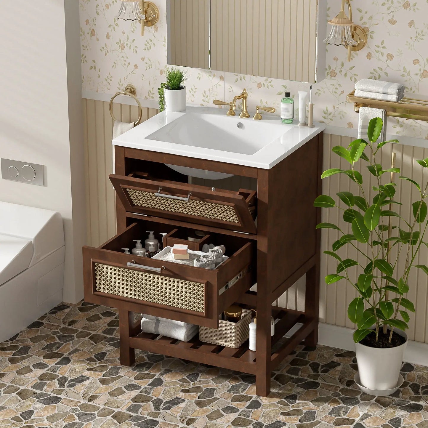 Modern Vanity With Integrated Sink and Cabinet