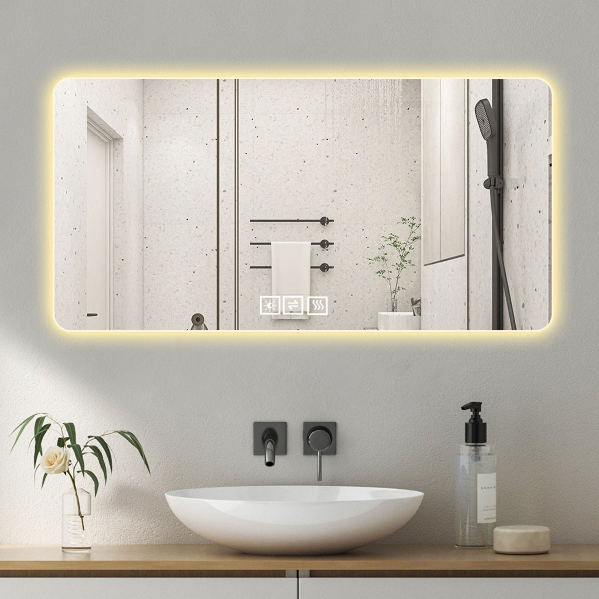 LED bathroom mirror Pearl Silver with 3-color dimmable backlight by HouseOfZazla on Tampa Home & Garden Store