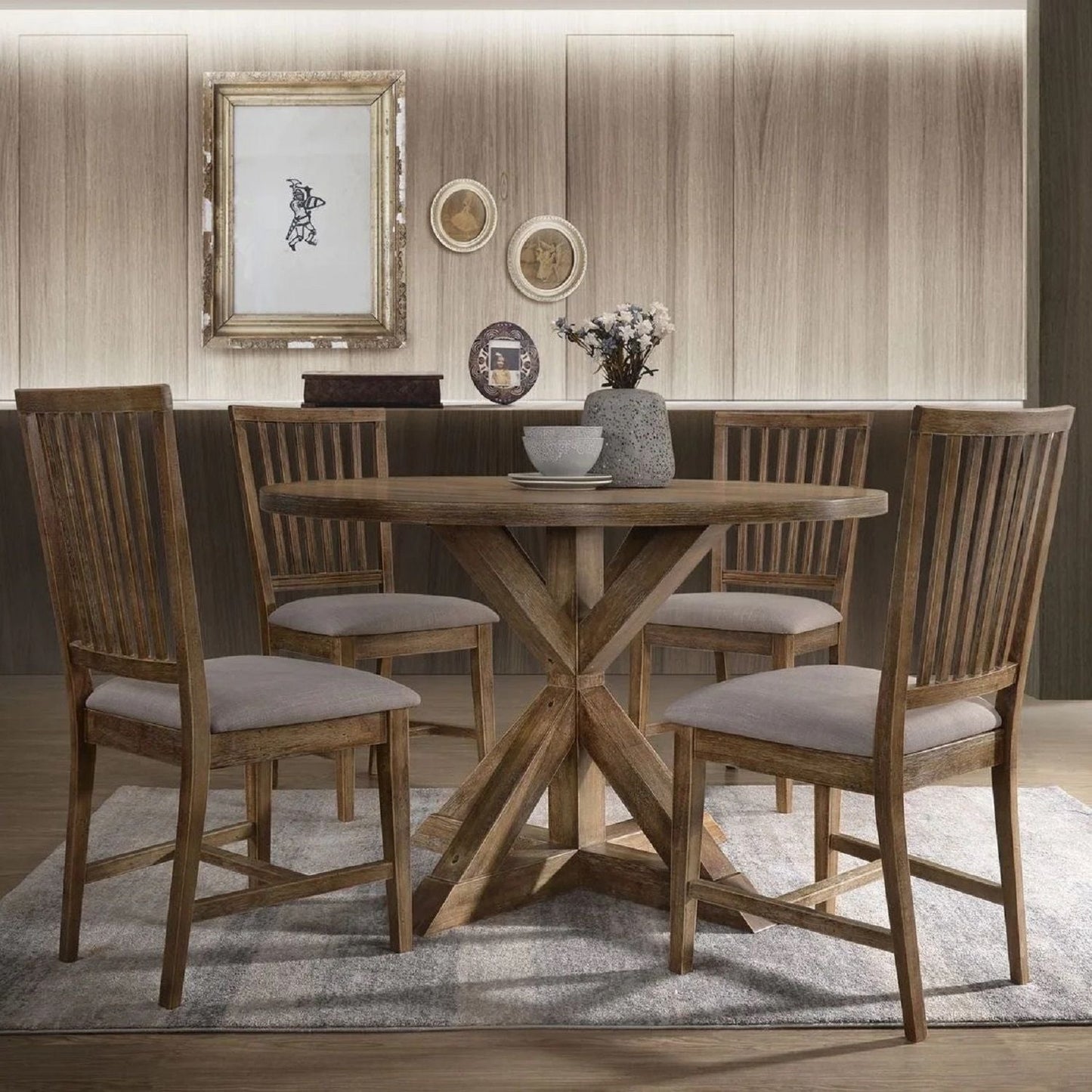 Open Slat Back Kitchen Side Chair Set of 2
