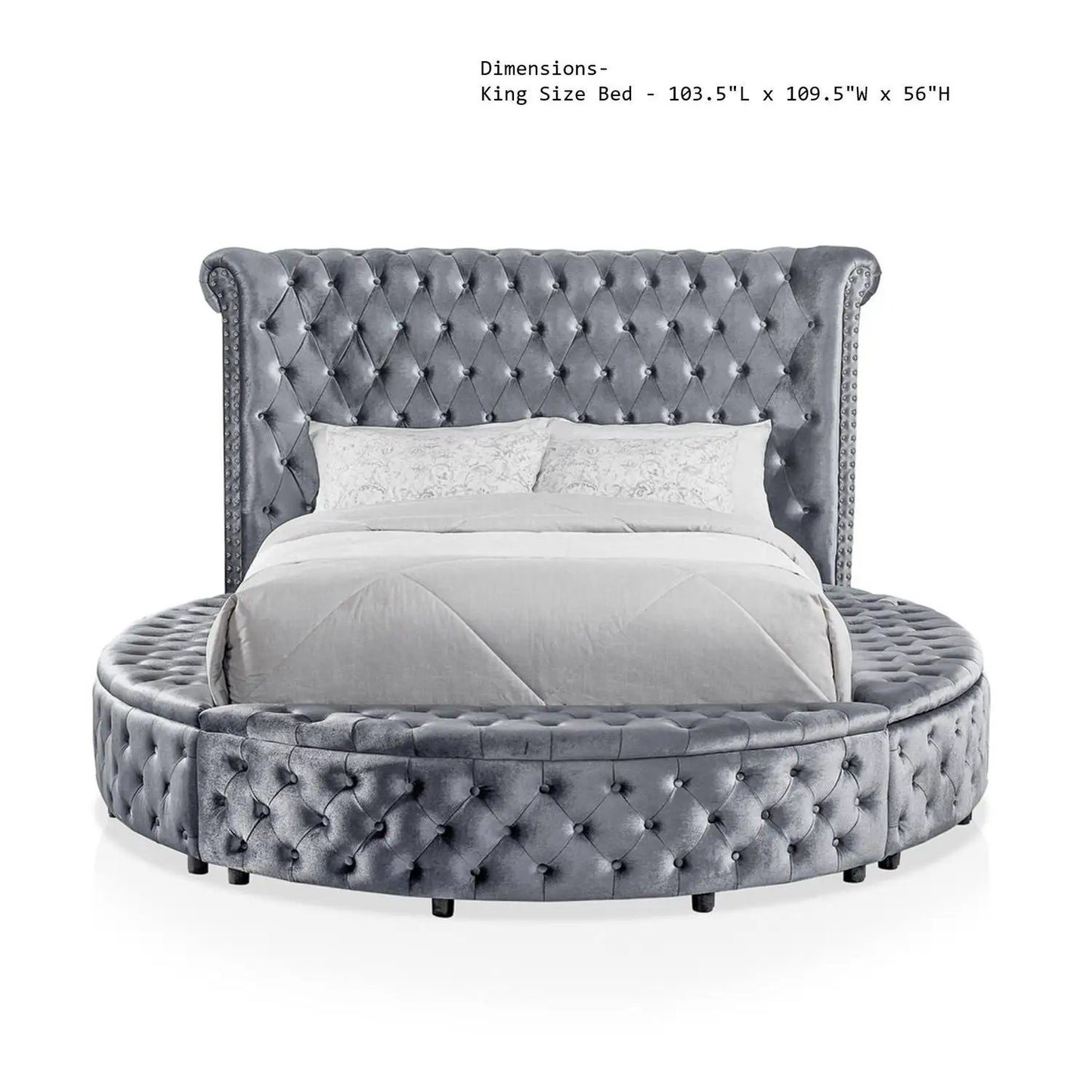 Glam Button Tufted Wingback Bed With USB Ports