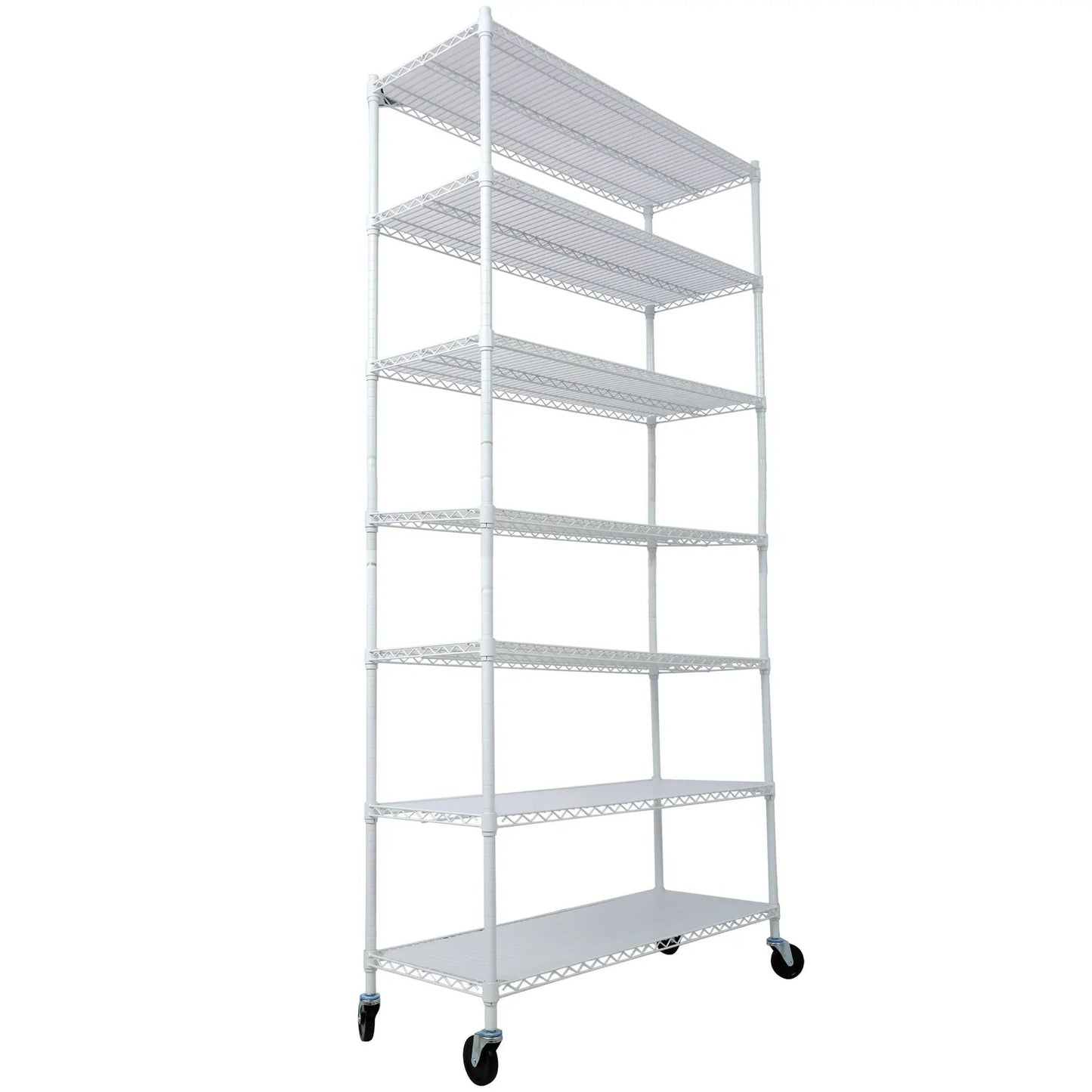 7-Tier Metal Shelf with Wheels, Heavy Duty