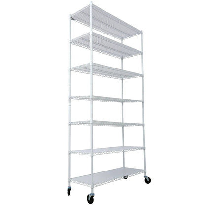 7-Tier Metal Shelf with Wheels, Heavy Duty