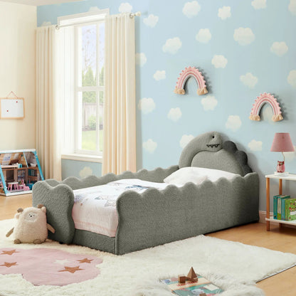 Cute Dinosaur Bed with Guardrail Toddler Frame