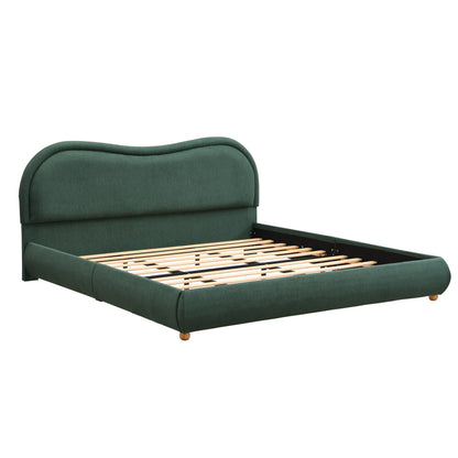 King Upholstered Platform Bed And Oak Legs
