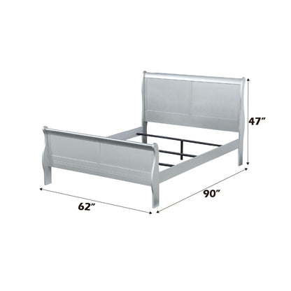 Louis Philippe Sleigh Bed silver metal 90in long by 62in wide HouseOfZazla 2 piece set on Tampa Home & Garden Store