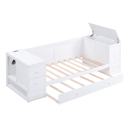 White daybed with storage arms, trundle and charging station by HouseOfZazla on Tampa Home & Garden Store