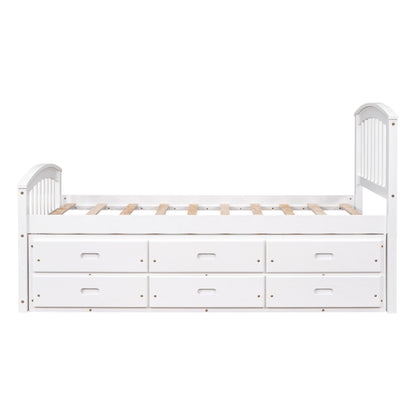 Platform storage bed solid wood with 6 drawers white finish on Tampa Home & Garden Store