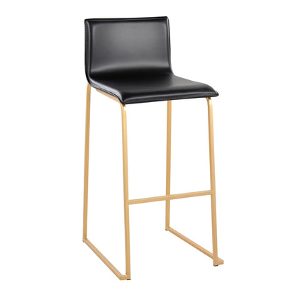 Contemporary upholstered barstools 2-pack with black leather seat and gold base HouseOfZazla on Tampa Home & Garden Store