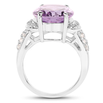 Sterling silver ring with 8.98ct pink amethyst centerpiece and white topaz accents on a split shank on Tampa Home & Garden Store