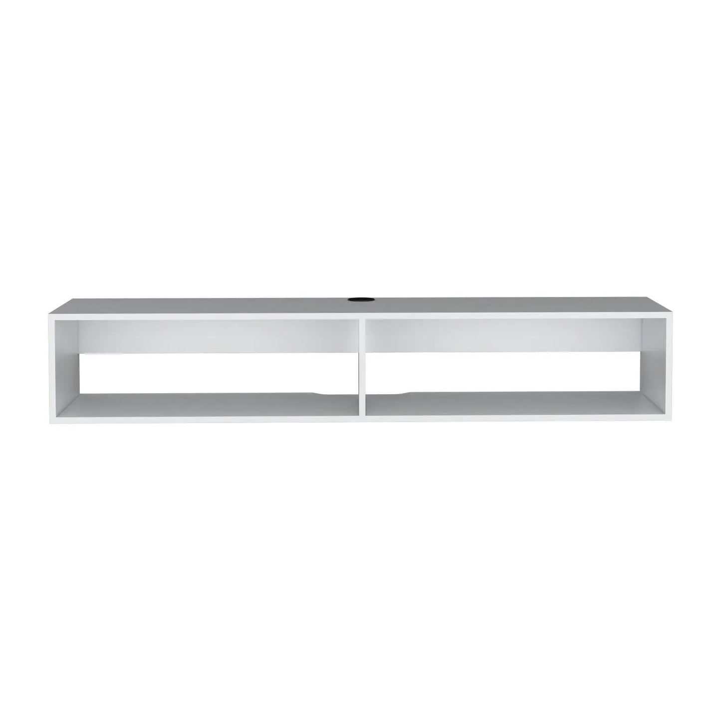 Moore floating TV stand by Unique Piece Furniture white frame gray top dual open bays on Tampa Home & Garden Store