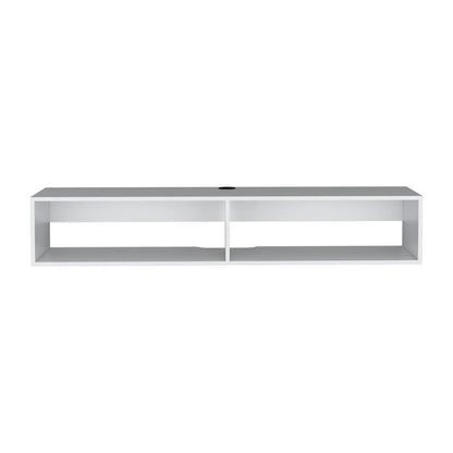 Moore floating TV stand by Unique Piece Furniture white frame gray top dual open bays on Tampa Home & Garden Store