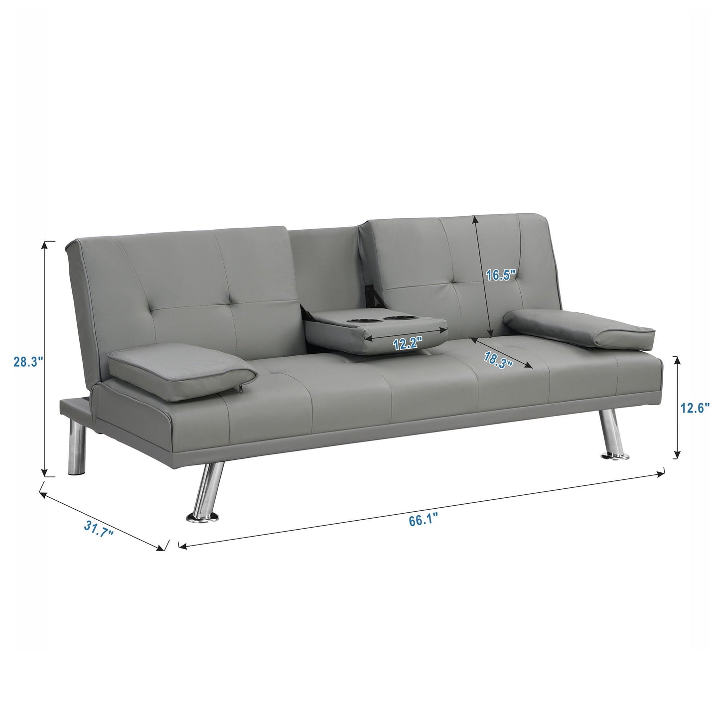 Modern Sofa Bed with Armrest and Wood Frame