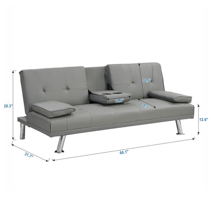 Modern Sofa Bed with Armrest and Wood Frame