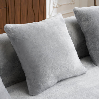 Modular L-Shaped sectional sofa with curved chaise in light gray plush fabric on Tampa Home & Garden Store