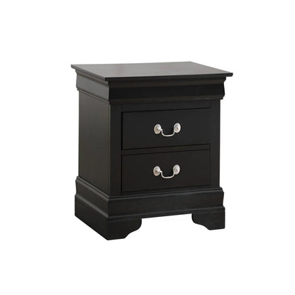 Traditional Style Bedroom Accent Nightstand in black with silver cup pulls, 3 drawers on Tampa Home & Garden Store