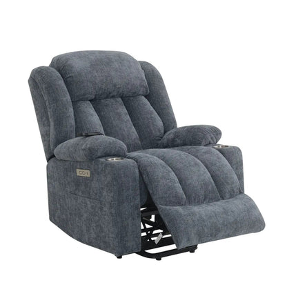 Power Motion Recliner With Lift Massage Chair in blue fabric by Unique Piece Furniture on Tampa Home & Garden Store