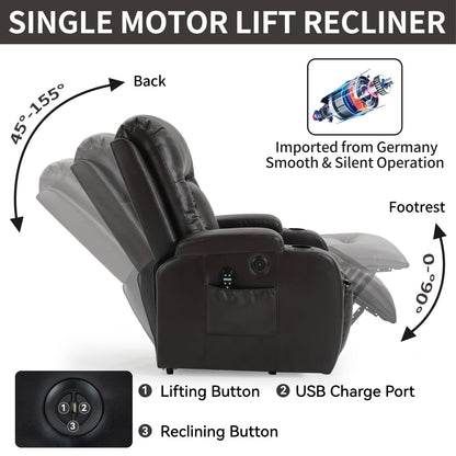 Thick Power Lift Recliner Chair and Footrest