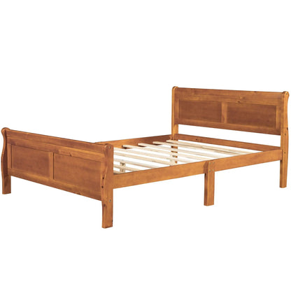 Platform bed frame in warm honey wood with headboard and slat support Unique Piece Furniture on Tampa Home & Garden Store