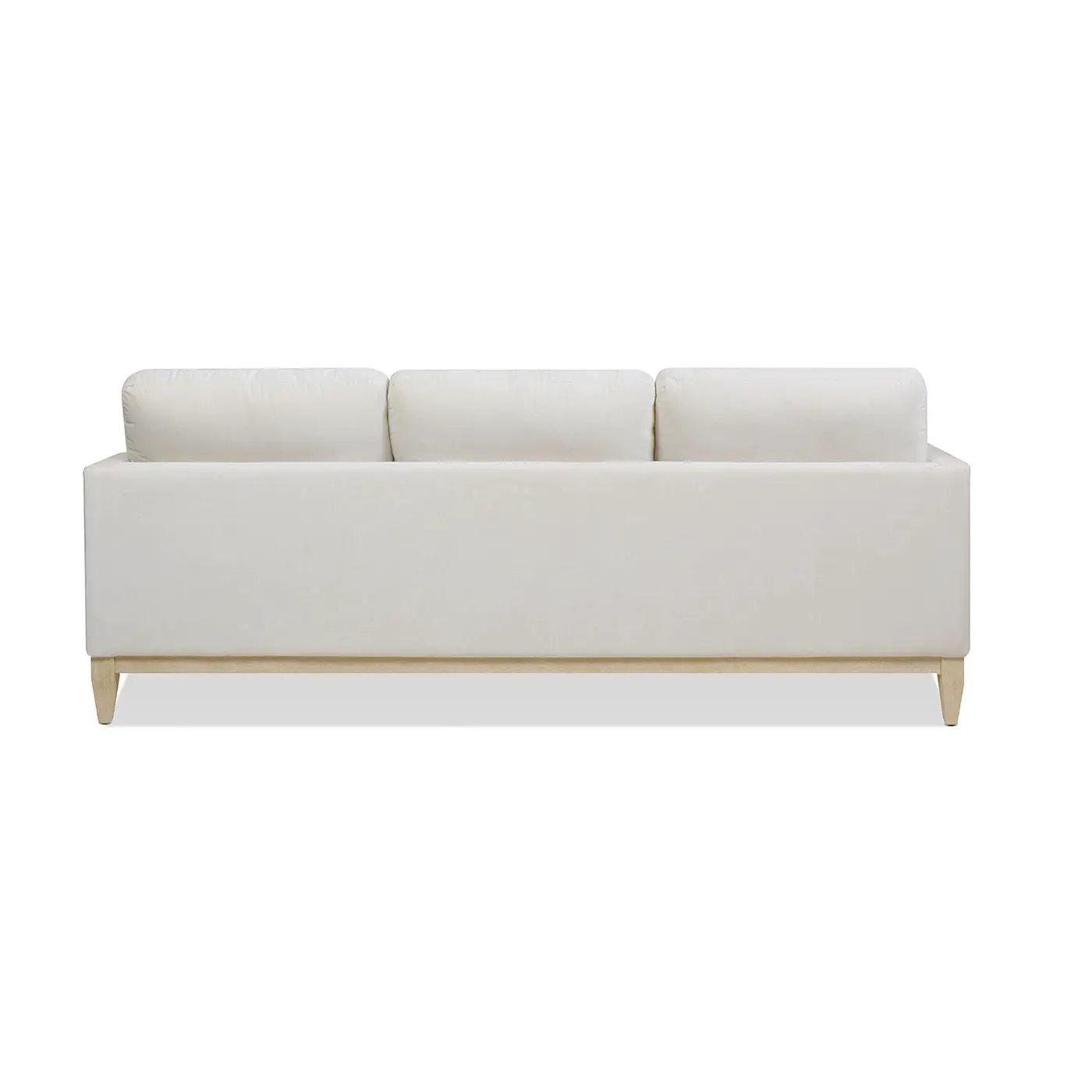 Knox modern farmhouse reversible chaise sectional sofa in cream fabric with light wood legs on Tampa Home & Garden Store