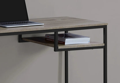 Compact computer desk for home office with wood-grain top and black metal frame on Tampa Home & Garden Store