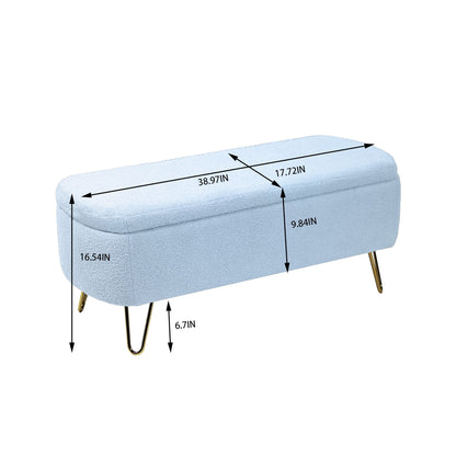 Soft Faux Fur Storage Ottoman For Bedroom