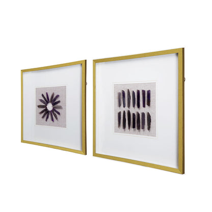 Grace Purple Agate Shadow Boxes Wall Art set of 2 with gold frames, multicolor geode slices on Tampa Home & Garden Store