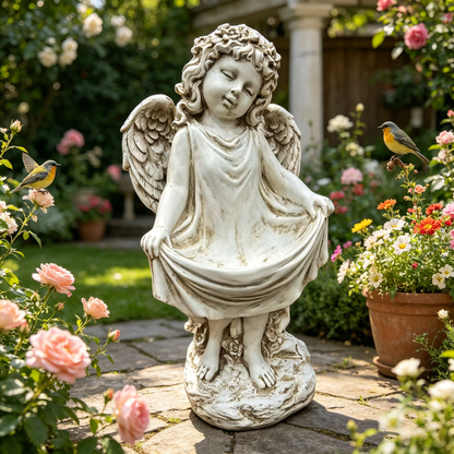 Angel cherub garden statue weathered finish, 21.06 inches tall, HouseOfZazla on Tampa Home & Garden Store