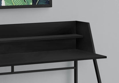 Computer desk with storage shelves, black metal frame and dark top, Unique Piece Furniture on Tampa Home & Garden Store