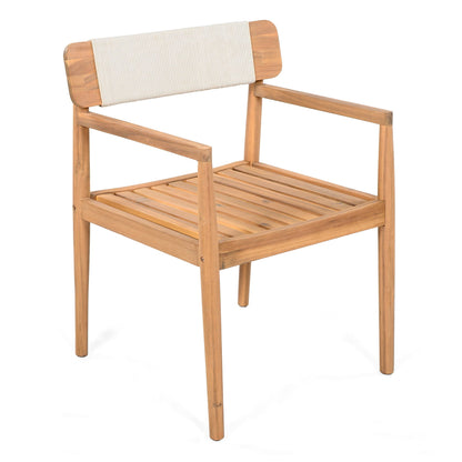 Set of Two Braided Acacia Outdoor Dining Chairs