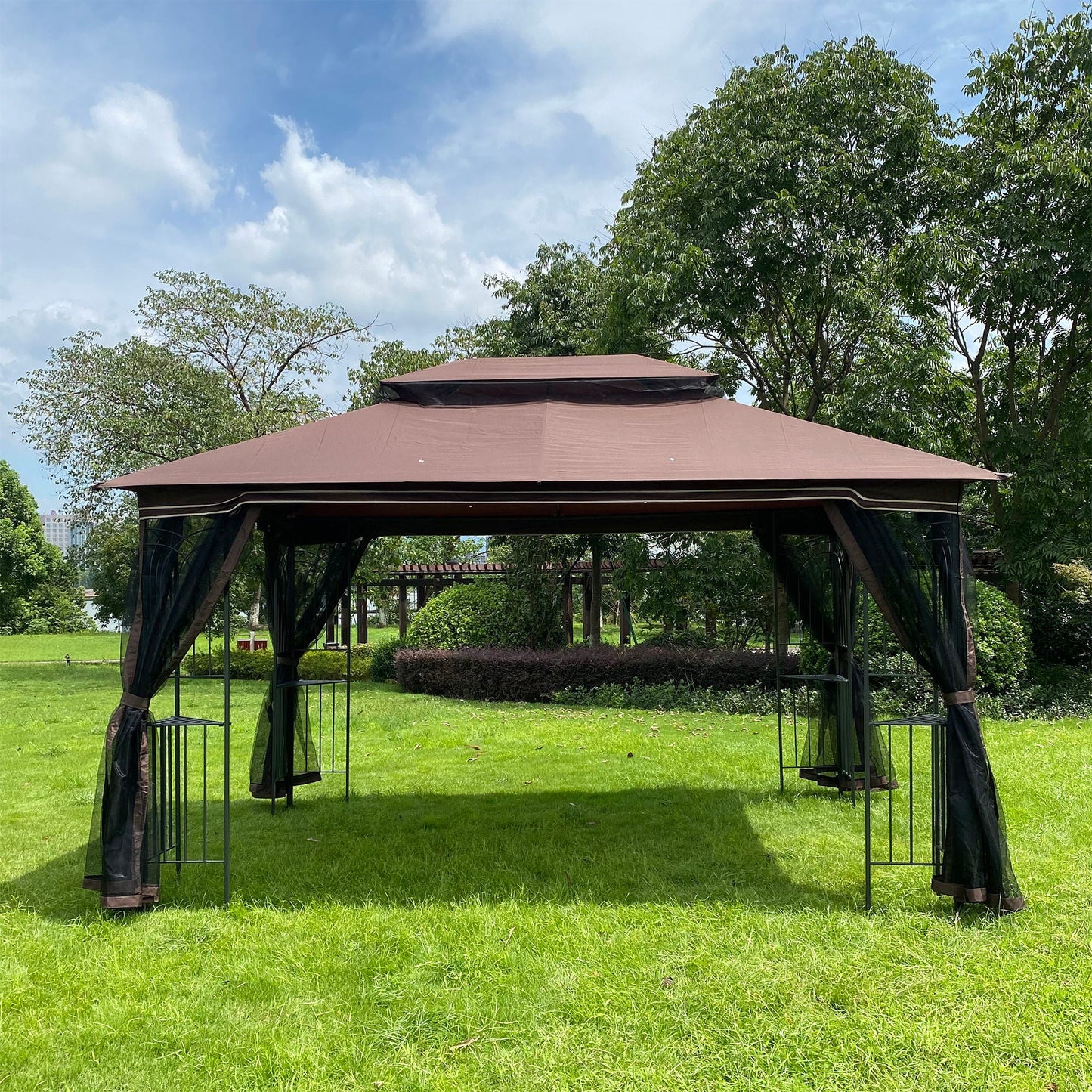 13x10 Outdoor Gazebo Canopy With Double Roof