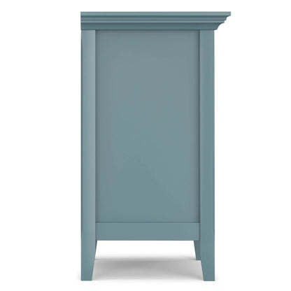 Amherst bedside table handcrafted, teal blue finish with crown molding on Tampa Home & Garden Store